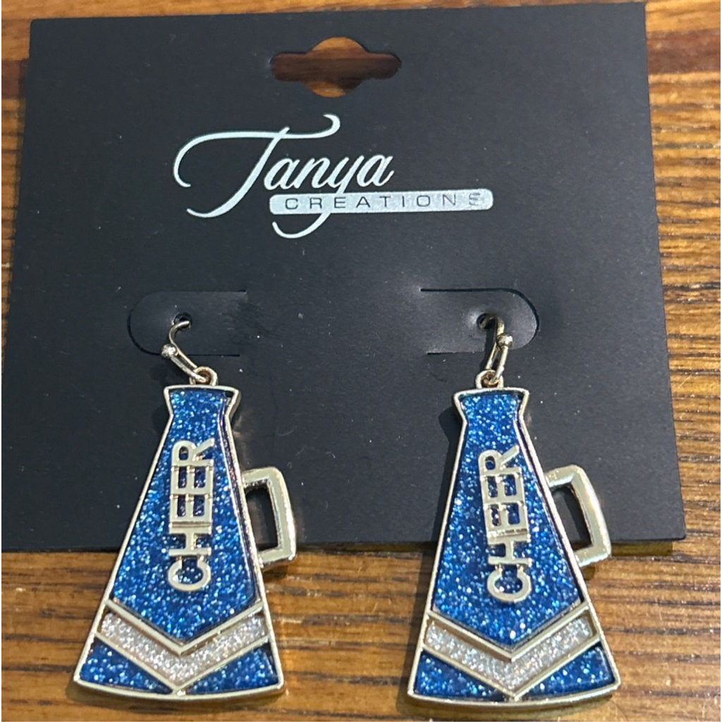 Womens Tanya Creations Blue Gold Cheer Megaphone Dangle Earrings One Size 12$